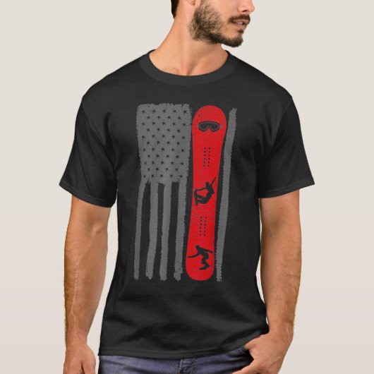 USA Flag Snowboarder Distress _1  T-shirt (Voorkant)
