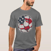 USA Flag Soccer Ball Patriotic American Football T-shirt (Voorkant)