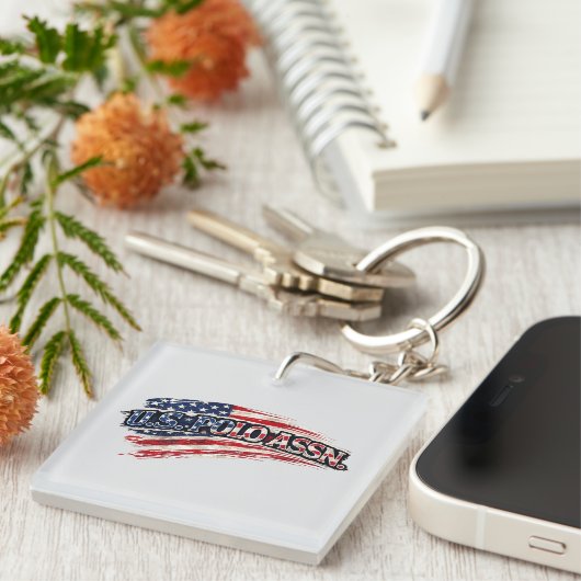 USA Flag Square Keychain (Voorkant Rechts)