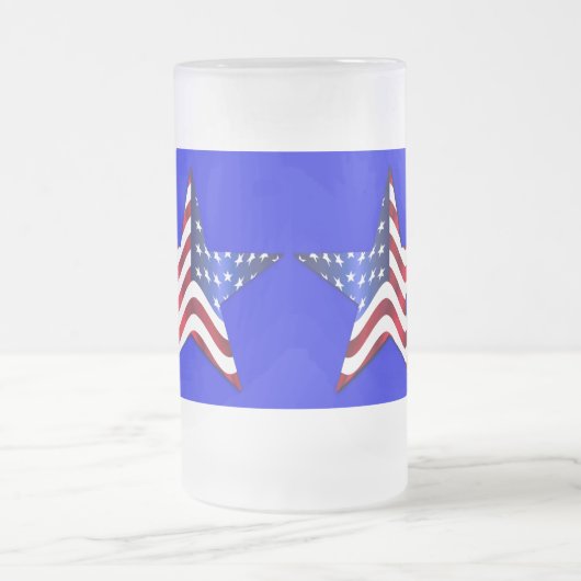 Usa Flag Star Bevroren 16 oz Mok van glas (Center)