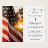 USA Flag Sympathy Funeral Memorial Prayer Card Visitekaartje (Voorkant /achterkant)