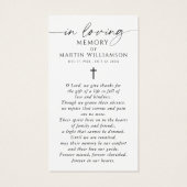 USA Flag Sympathy Funeral Memorial Prayer Card Visitekaartje (Achterkant)