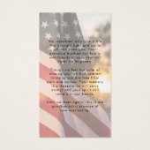 USA Flag Sympathy Funeral Photo Prayer Cards Visitekaartje (Achterkant)