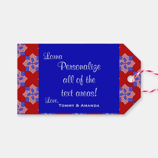 USA Flag-Teabag Folding s9r-GIFT LABELS Cadeaulabel (Voorkant (Horizontaal))