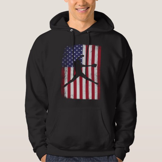 USA Flag Team Softball 4th of July Hoodie (Voorkant)
