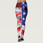 USA Flag Text met de Amerikaanse vlag Leggings (Achterkant)