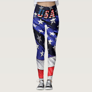 USA Flag Text met de Amerikaanse vlag Leggings