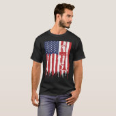 USA Flag Thin Red Line Smooth Jazz Music Trumpet T-shirt (Voorkant volledig)