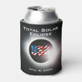 USA FLAG Totale zonsverduistering 8 april 2024 Blikjeskoeler (Blikje Voorkant)