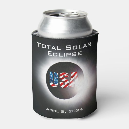 USA FLAG Totale zonsverduistering 8 april 2024 Blikjeskoeler (Blikje Voorkant)