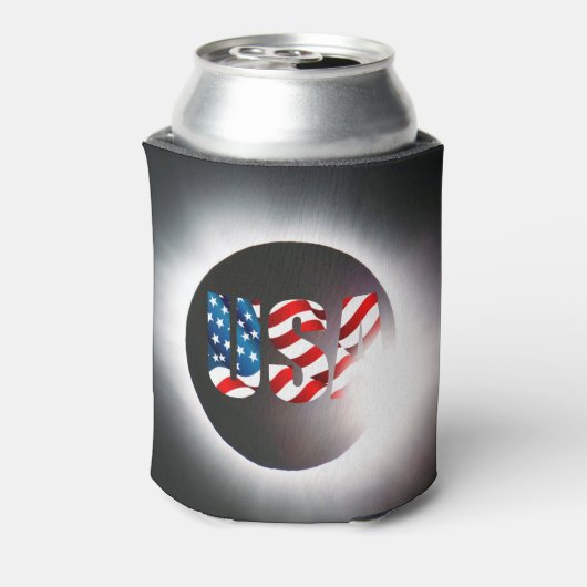 USA FLAG Totale zonsverduistering 8 april 2024 Blikjeskoeler (Blikje Achterkant)