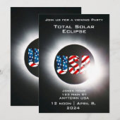USA FLAG Totale zonsverduistering 8 april 2024 Feestdagenkaart (Voorkant / Achterkant)