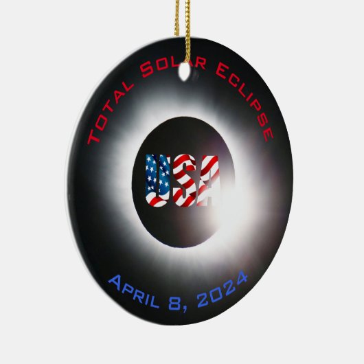 USA FLAG Totale zonsverduistering 8 april 2024 Keramisch Ornament (Rechts)