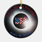 USA FLAG Totale zonsverduistering 8 april 2024 Keramisch Ornament (Voorkant)