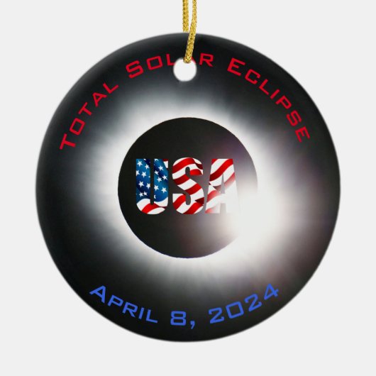 USA FLAG Totale zonsverduistering 8 april 2024 Keramisch Ornament (Voorkant)