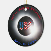 USA FLAG Totale zonsverduistering 8 april 2024 Keramisch Ornament (Links)