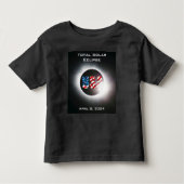 USA FLAG Totale zonsverduistering 8 april 2024 Kinder Shirts (Voorkant)