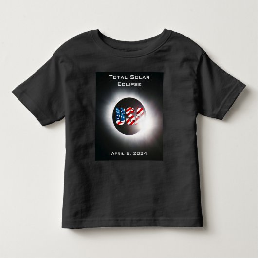 USA FLAG Totale zonsverduistering 8 april 2024 Kinder Shirts (Voorkant)