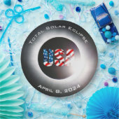USA FLAG Totale zonsverduistering 8 april 2024 Papieren Bordje (Feest)