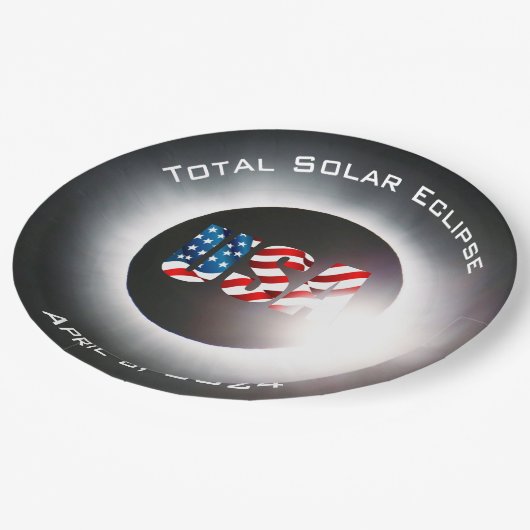 USA FLAG Totale zonsverduistering 8 april 2024 Papieren Bordje (Gekanteld)
