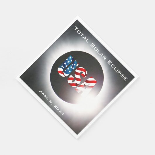 USA FLAG Totale zonsverduistering 8 april 2024 Servet (Hoek)