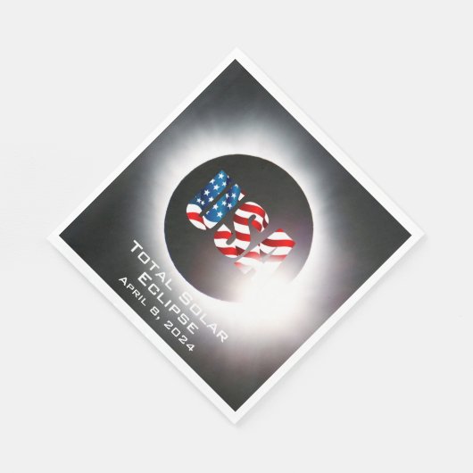 USA FLAG Totale zonsverduistering 8 april 2024 Servet (Hoek)