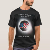 USA FLAG Totale zonsverduistering 8 april 2024 T-shirt (Voorkant)