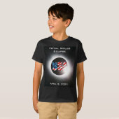 USA FLAG Totale zonsverduistering 8 april 2024 T-shirt (Voorkant volledig)