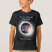 USA FLAG Totale zonsverduistering 8 april 2024 T-shirt (Voorkant)