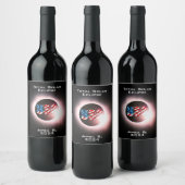 USA FLAG Totale zonsverduistering 8 april 2024 Wijn Etiket (Flessen)