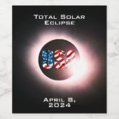 USA FLAG Totale zonsverduistering 8 april 2024 Wijn Etiket (Enkel label)