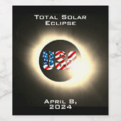 USA FLAG Totale zonsverduistering 8 april 2024 Wijn Etiket (Enkel label)