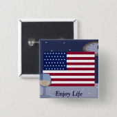 USA Flag_ Vierkante Button 5,1 Cm (Voorkant /achterkant)