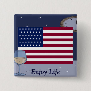 USA Flag_ Vierkante Button 5,1 Cm