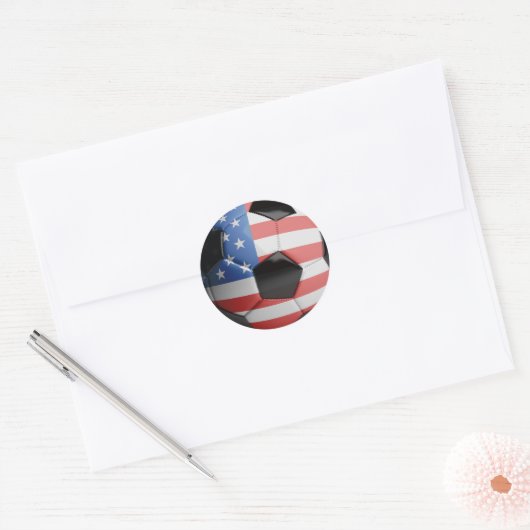USA Flag Voetbal Ronde Sticker (Envelop)