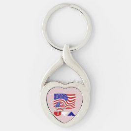 USA Flag Voetbal Roze Achtergrond Sleutelhanger