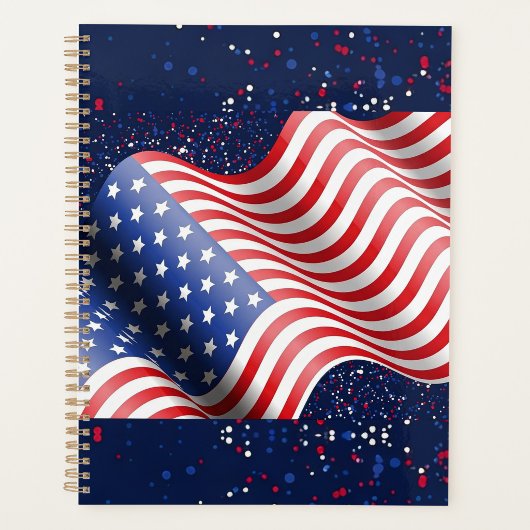USA Flag Wavy Pattern Planner