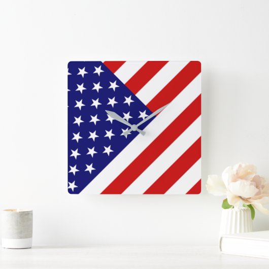 USA Flag wccn Vierkante Klok (Huis)