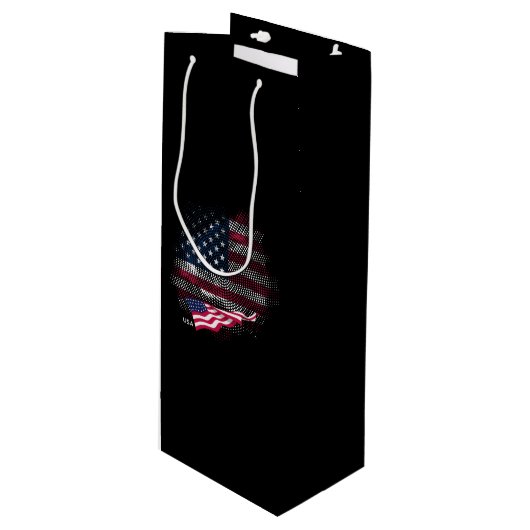 USA flag Wijn Cadeautas (Voorkant Gekanteld)