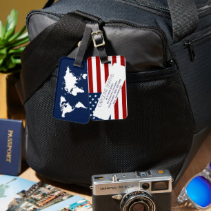 USA flag with address label Bagagelabel
