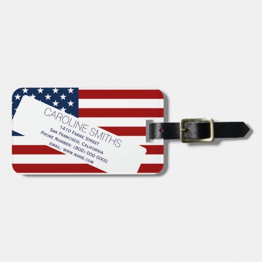 USA flag with address label Bagagelabel (Voorkant horizontaal)