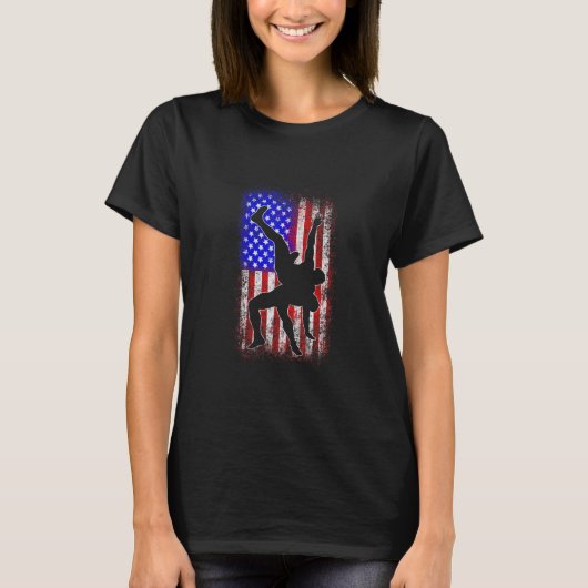 USA Flag Wrestling T Shirt American Flag Wrestling (Voorkant)