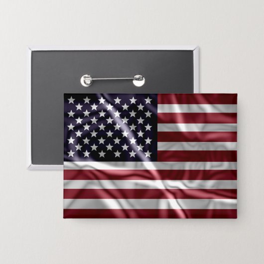 USA Flapping Flag Rood, Witte Strepen, Sterrenblau Button (Voorkant / Achterkant)