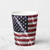 USA Flapping Flag Rood, Witte Strepen, Sterrenblau Papieren Bekers (Voorkant)