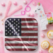 USA Flapping Flag Rood, Witte Strepen, Sterrenblau Papieren Bordje (Feest)