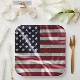 USA Flapping Flag Rood, Witte Strepen, Sterrenblau Papieren Bordje