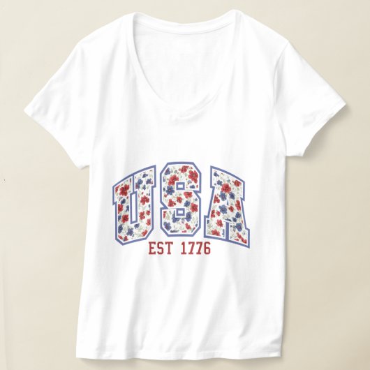 USA floral patriotic design  T-shirt (Laagn)