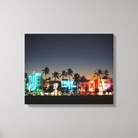 USA, Florida, Miami Beach, Ocean Drive, Art Deco Canvas Afdruk (Voorkant)