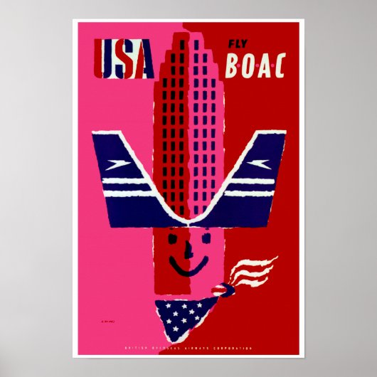 USA ~ Fly BOAC Poster (Voorkant)