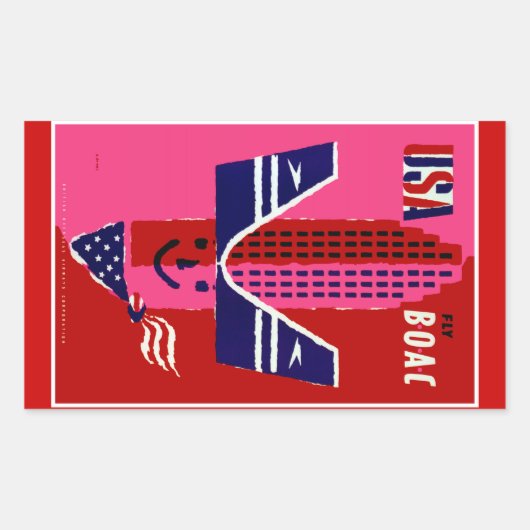 USA ~ Fly BOAC Rechthoekige Sticker (Voorkant)